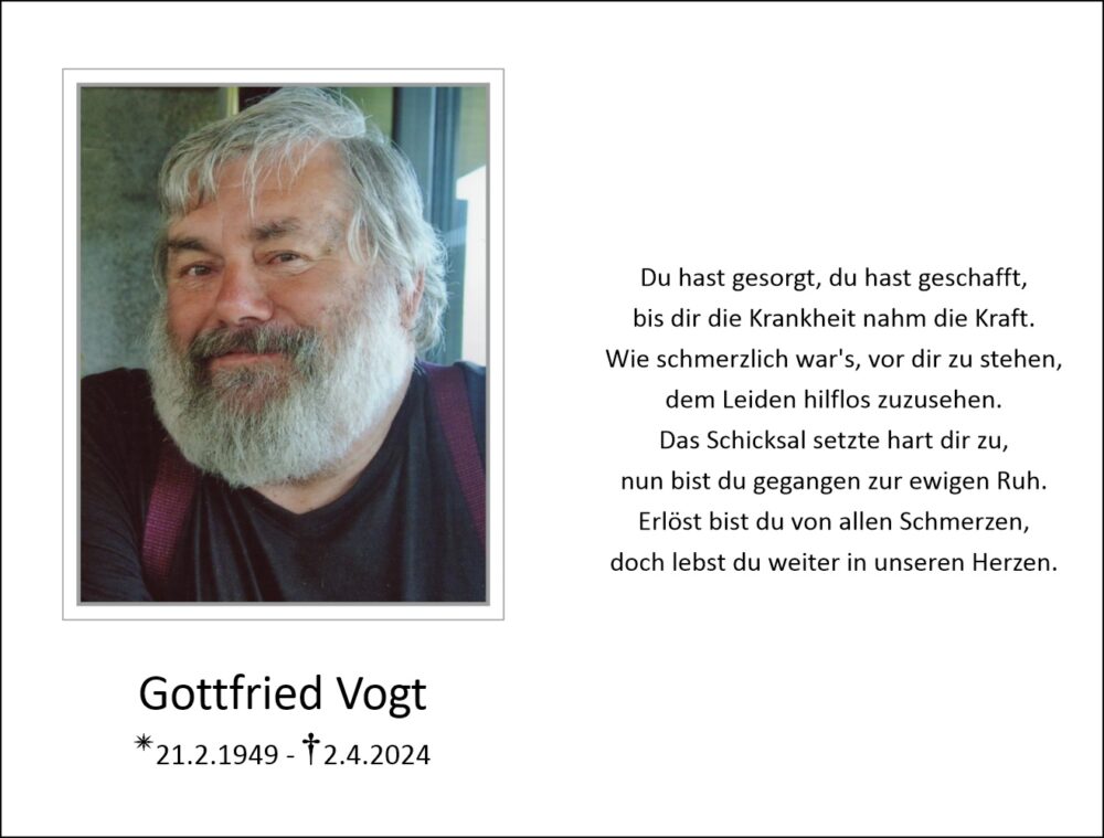 Sterbebild vonGottfried Vogt