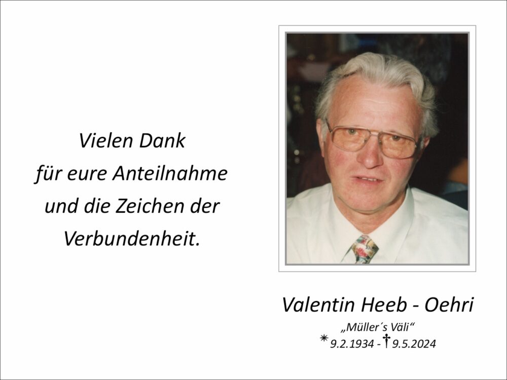 Sterbebild vonValentin Heeb – Oehri „Müller’s Välli“