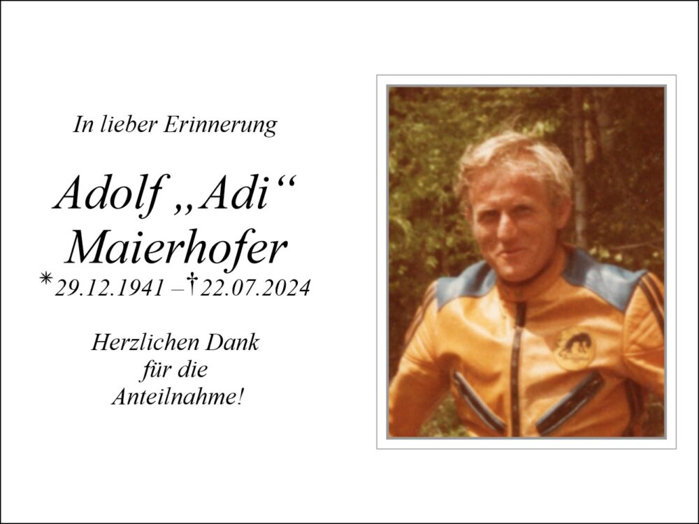 Sterbebild vonAdolf „Adi“ Maierhofer